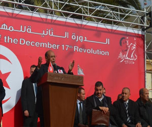 مصر اليوم - احتجاجات خلال كلمة رئيس تونس في ذكرى الثورة