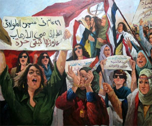   مصر اليوم - فنان تشكيلي يدافع عن سيدات مصر بجدارية النساء الثائرات