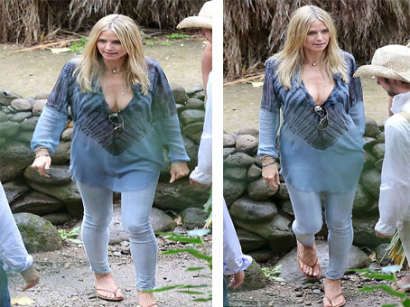   مصر اليوم - هايدي كلوم في ملابس محتشمة رغم دفء هاواي