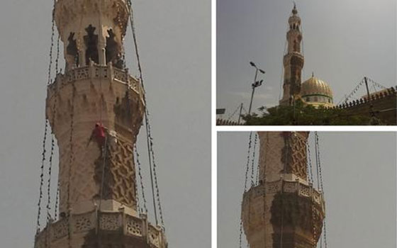 مصر اليوم - مجهولون يدهنون مئذنة مسجد السيدة زينب في القاهرة باللون الوردي