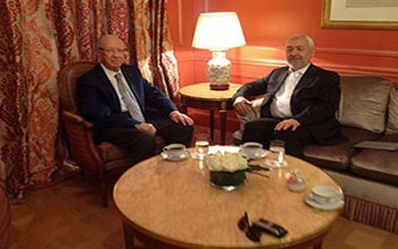   مصر اليوم - لقاء بين الغنوشي والسبسي في باريس يضع الحزبين في موقف محرِج