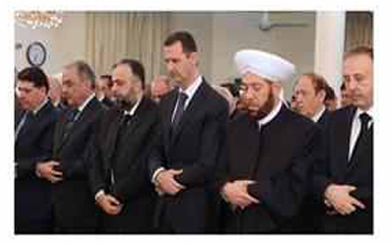   مصر اليوم - الأسد يصلِّي العيد في جامع حسيبة وغارات حكومية وقذائف على دمشق وانفجار في مسجد