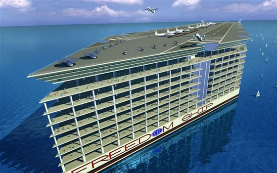   مصر اليوم - سفينة الحرية مدينة عائمة بتكلفة 10 مليارت دولار لا يسعها أي مرفأ