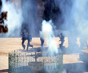   مصر اليوم - إصابة مصلّين فلسطينيين بحالات اختناق جرّاء الغاز المسيل للدموع