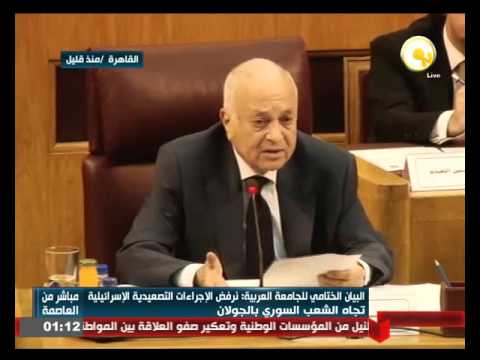 نبيل العربي يؤكد تعنت الاحتلال الإسرائيلي بشأن هضبة الجولان