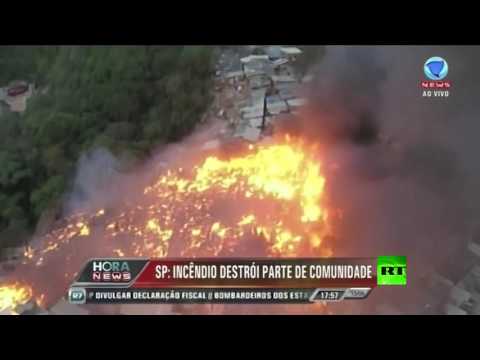 حريق يجتاح أحياء فقيرة في سان باولو