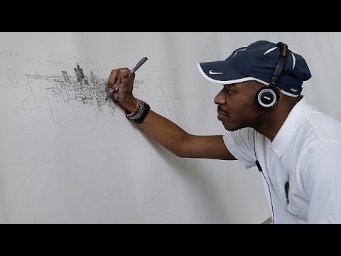 فنان بريطاني مصاب بالتوحد يرسم مكسيكو سيتي من خياله