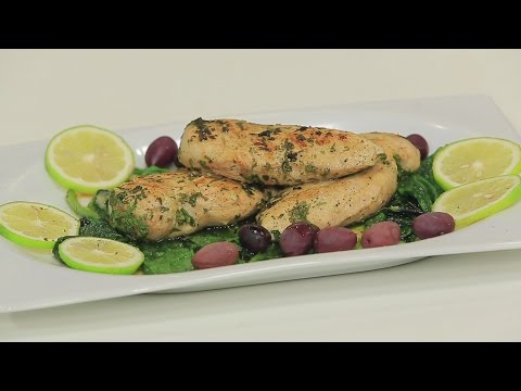 دجاج مشوي مع السبانخ