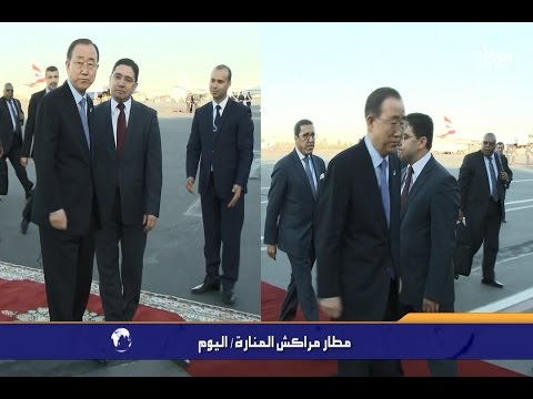 استقبال بان كي مون في مطار مراكش