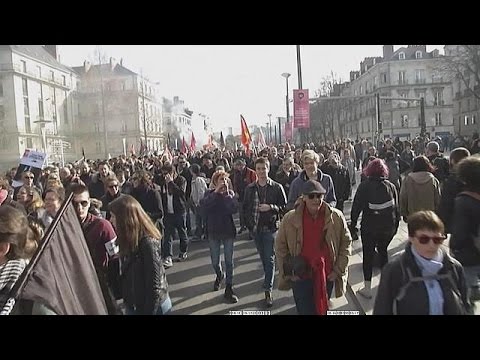 بالفيديو  مظاهرة في نانت الفرنسية احتجاجًا على زيارة مارين لوبن