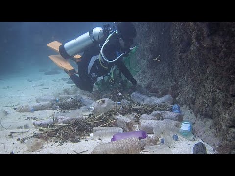 شاهد صدمة من كمية القمامة الموجودة تحت سطح المياه في ساحل تايوان