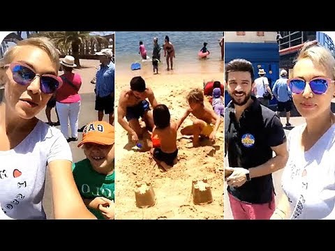 سلمى غزالي مع زوجها واولادها على شاطئ بحر أستراليا