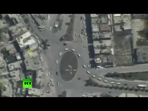 شاهد تصوير جوي يوثّق خروج مسلحي فيلق الرحمن من الغوطة الشرقية