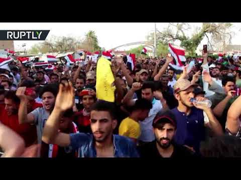 شاهد آلاف المتظاهرين يحتجون في البصرة وسط انتشار أمني كثيف