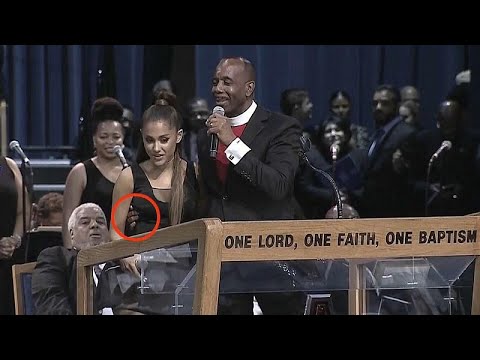 شاهد  قس يتحرش بأريانا غراندي في مأتم أريثا فرانكلين