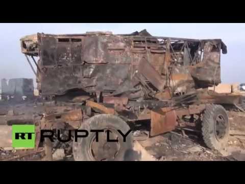 أثار قصف التحالف على رتل من المعدات العسكرية الحوثية