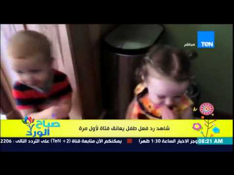 شاهد رد فعل لطفل صغير يحتضن فتاة صغيرة لأول مرة