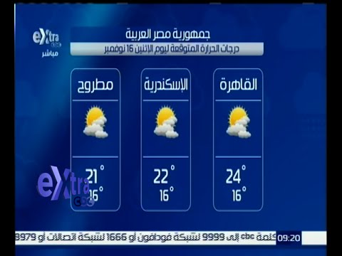 فيديو النشرة الجوية وأحوال الطقس في مصر