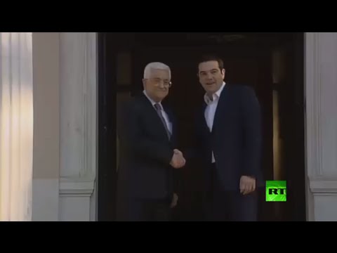 محمود عباس يلتقي نظيره اليوناني ورئيس وزراء اليونان أليكسيس تسيبراس