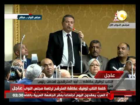 شاهد كلمة توفيق عكاشة المترشح لرئاسة مجلس النواب