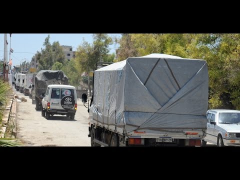 بالفيديو قافلة مساعدات ثانية تتوجه إلى بلدة مضايا السورية المحاصرة