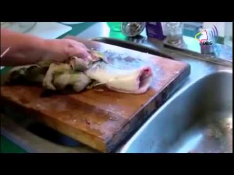 بالفيديو سمكة تتحرك بعد فتح بطنها وقطع رأسها