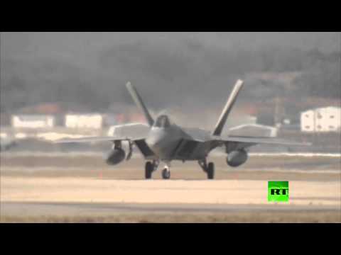 مقاتلات f22 الأمريكية تستعرض قوتها فوق كوريا الجنوبية