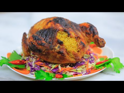طريقة عمل دجاج محشي أرز بسمتي أصفر