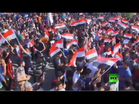 بالفيديو عشرات الآلاف يظاهرون في ساحة التحرير في بغداد
