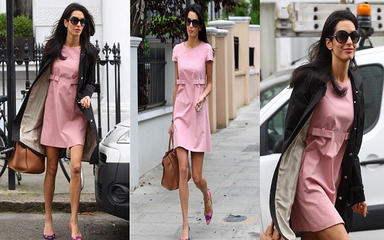 مصر اليوم - خطيبة جورج كلوني أنيقة بفستان زهريّ اللون