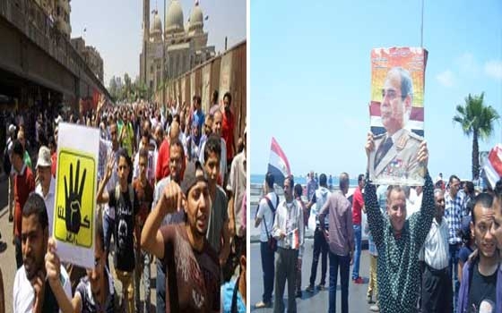   مصر اليوم - مؤيدو السيسي يتجمّعون للاحتفال أمام القائد إبراهيم والإخوان يتظاهرون والأمن يتصدى