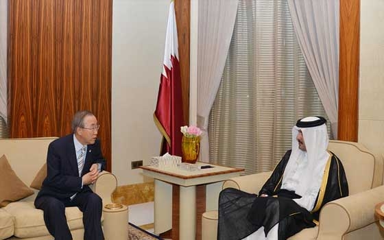   مصر اليوم - الأمير القطري يستقبل الأمين العام للأمم المتحدة