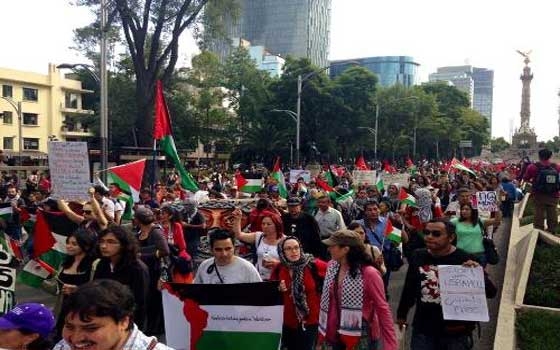   مصر اليوم - تظاهرة حاشدة في المكسيك تنديدًا بالعدوان الإسرائيلي على غزة